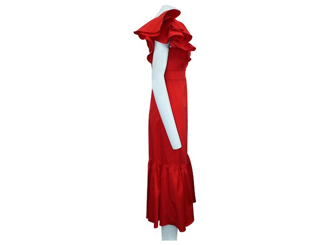 Rebecca Taylor Lebendige rote Farbe einärmliges Abendkleid - Ansicht 4