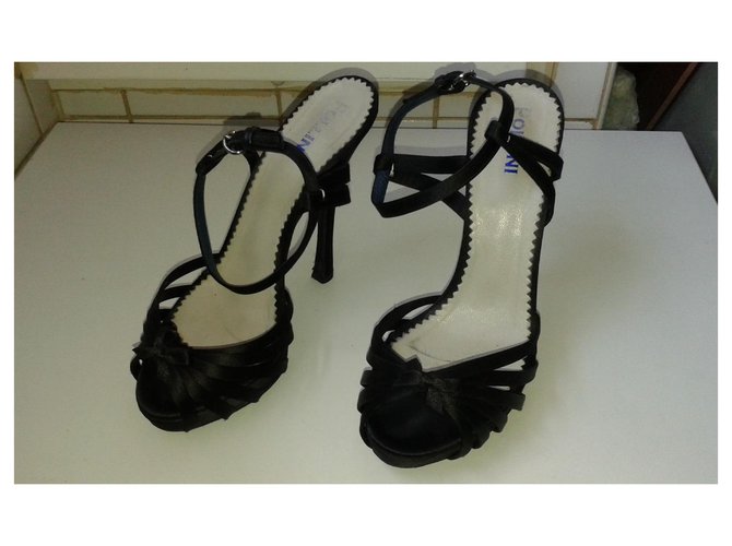Sandali Pollini in seta nera taglia 38 Nero - vista 3