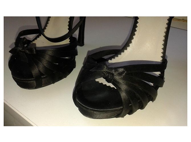 Sandali Pollini in seta nera taglia 38 Nero - vista 4