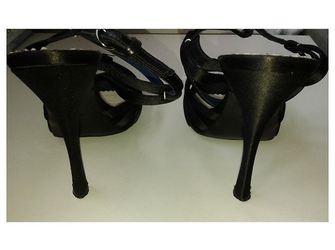 Sandali Pollini in seta nera taglia 38 Nero - vista 7