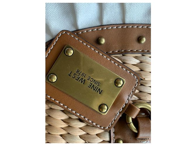 Bolso tote Nine West marrón y blanco de cuero y algodón Castaño - vista 2