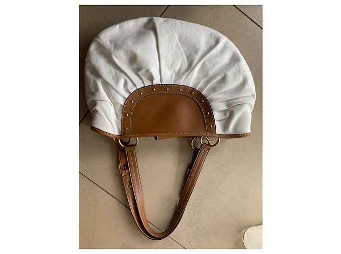 Bolso tote Nine West marrón y blanco de cuero y algodón Castaño - vista 3