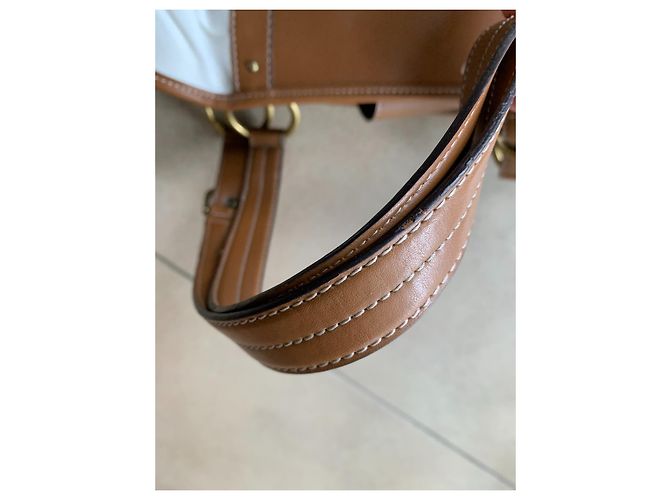Bolso tote Nine West marrón y blanco de cuero y algodón Castaño - vista 4
