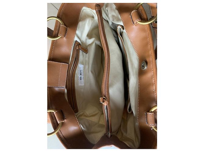 Bolso tote Nine West marrón y blanco de cuero y algodón Castaño - vista 5