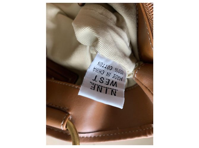 Bolso tote Nine West marrón y blanco de cuero y algodón Castaño - vista 6
