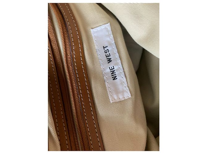 Bolso tote Nine West marrón y blanco de cuero y algodón Castaño - vista 7