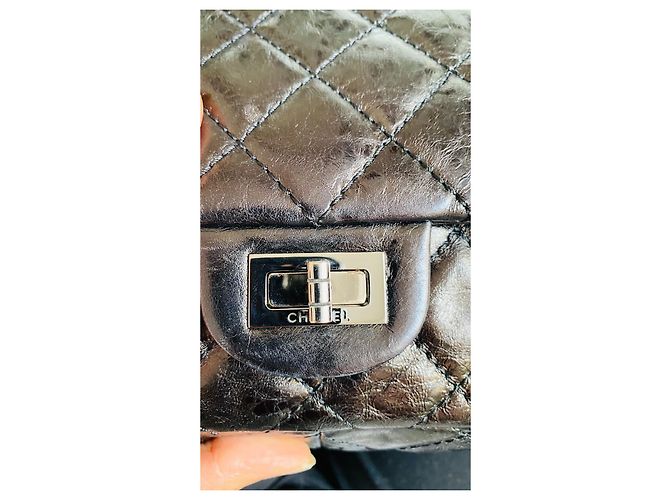 Chanel 2.55 Reissue  erste Coco Chanel eigene Tasche Schwarz Silber Hardware - Ansicht 14