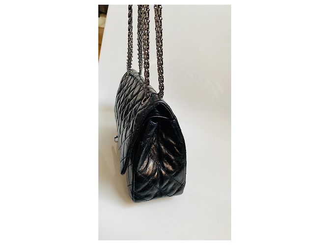 Chanel 2.55 Reissue  erste Coco Chanel eigene Tasche Schwarz Silber Hardware - Ansicht 6