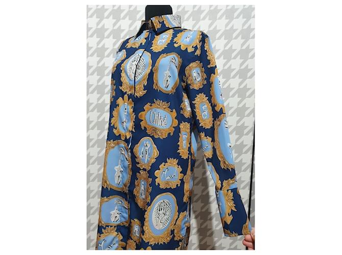 Camisa larga de seda espejo Chloé Multicolor - vista 3
