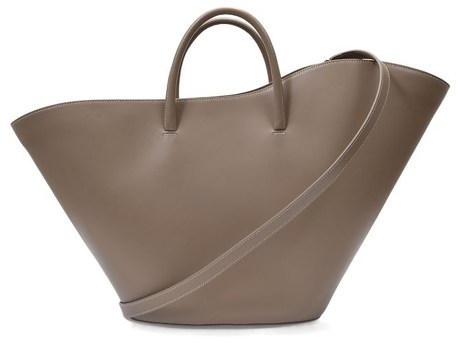 Little Liffner Open Tulip Tote Large in pelle Taupe Marrone - vista 3