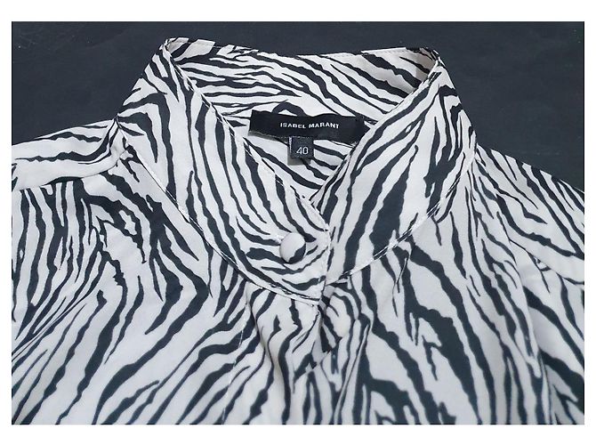 Camisa Isabel Marant Cade de seda estampada Negro Blanco - vista 4