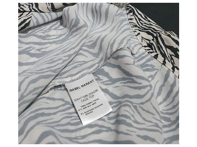 Camisa Isabel Marant Cade de seda estampada Negro Blanco - vista 5