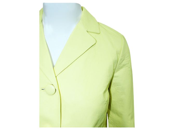 Kate Spade Pastellgelbe Lederjacke mit lasergeschnittenen Deko - Ansicht 5