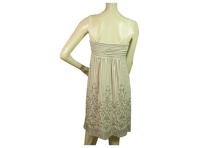 BCBG Max Azria Beige White Stripes Spaghetti Straps Mini Lunghezza Abito taglia XS - vista 2