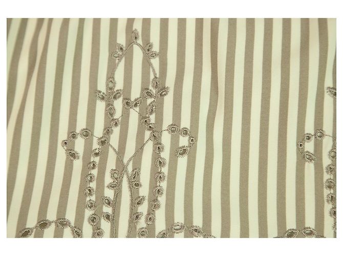 BCBG Max Azria Beige White Stripes Spaghetti Straps Mini Lunghezza Abito taglia XS - vista 5
