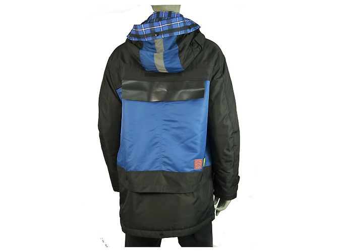 Diesel Man Blue Zipper Front Hooded Parka Convertible Nylon Jacket taglia M - vista 2