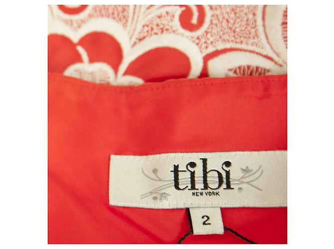 Tibi 100% Silk Red & White Floral trägerloses Minikleid Größe 2 Rot - Ansicht 3