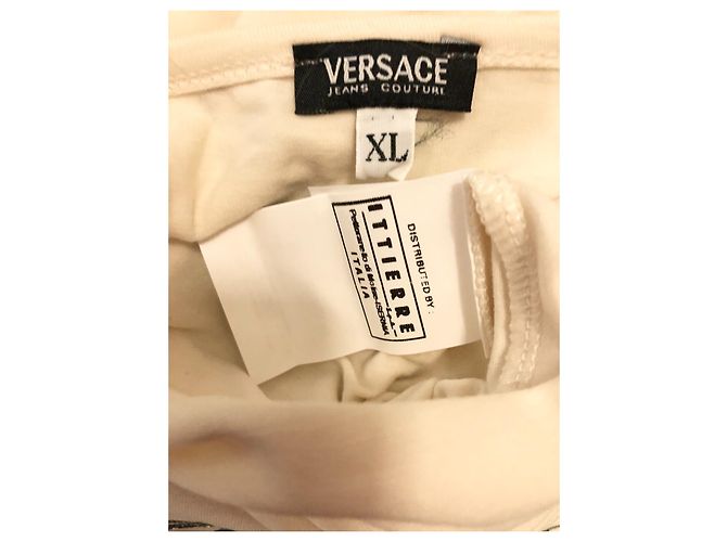 Versace Jeans Couture Langarmshirt VJC Logo Elfenbein Baumwolle Aus weiß - Ansicht 5