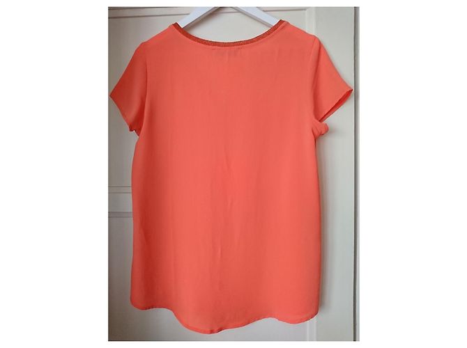 Autre Marque IT HIPPIE Top Orange aus Polyester mit Lurex Mesh Rand S - Ansicht 2