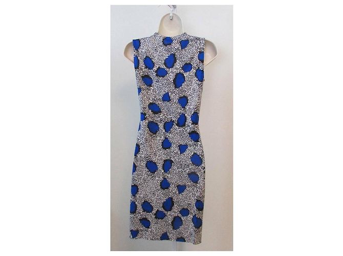 Diane Von Furstenberg DvF Noe Cheeta Island Blue Diamond Kleid Schwarz Weiß Blau - Ansicht 2