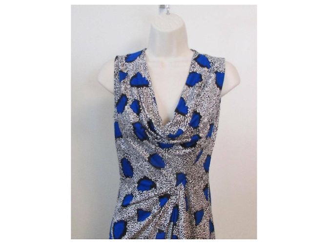 Diane Von Furstenberg DvF Noe Cheeta Island Blue Diamond Kleid Schwarz Weiß Blau - Ansicht 3