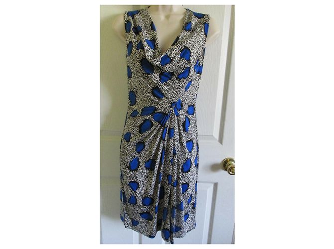 Diane Von Furstenberg DvF Noe Cheeta Island Blue Diamond Kleid Schwarz Weiß Blau - Ansicht 4