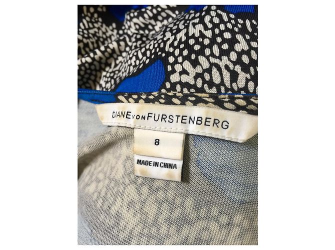 Diane Von Furstenberg DvF Noe Cheeta Island Blue Diamond Kleid Schwarz Weiß Blau - Ansicht 5