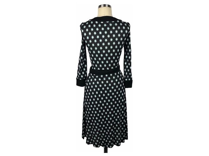 Diane Von Furstenberg DvF Taurus Lucky Stars Seidenwickelkleid Schwarz Blau - Ansicht 2