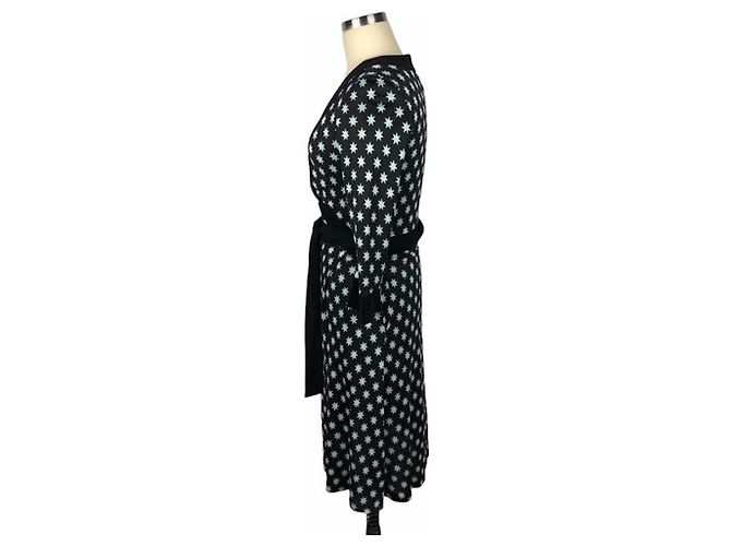 Diane Von Furstenberg DvF Taurus Lucky Stars Seidenwickelkleid Schwarz Blau - Ansicht 3