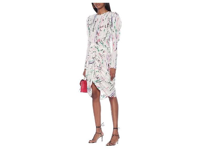 Vestido midi drapeado Isabel Marant de seda estampado abstracto Multicolor - vista 2