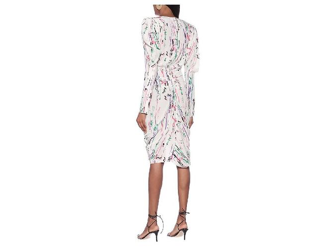 Vestido midi drapeado Isabel Marant de seda estampado abstracto Multicolor - vista 3