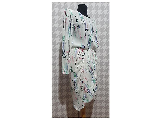 Vestido midi drapeado Isabel Marant de seda estampado abstracto Multicolor - vista 5