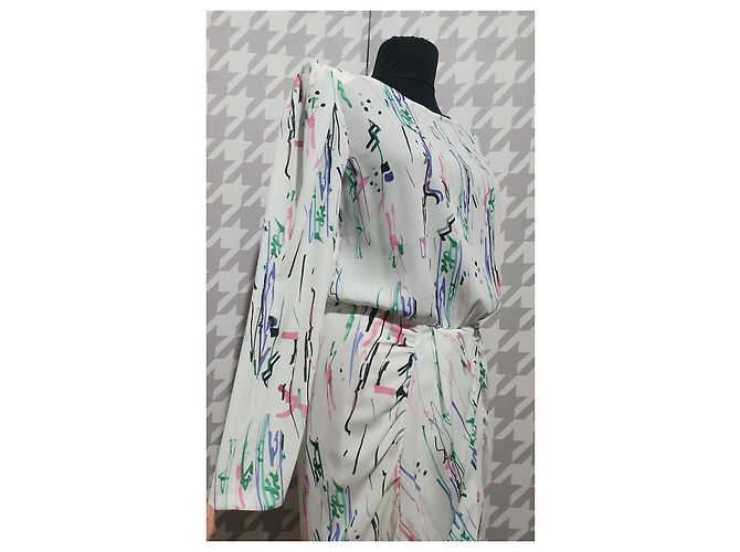 Vestido midi drapeado Isabel Marant de seda estampado abstracto Multicolor - vista 7