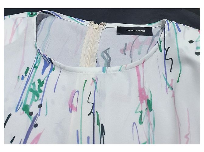 Vestido midi drapeado Isabel Marant de seda estampado abstracto Multicolor - vista 8