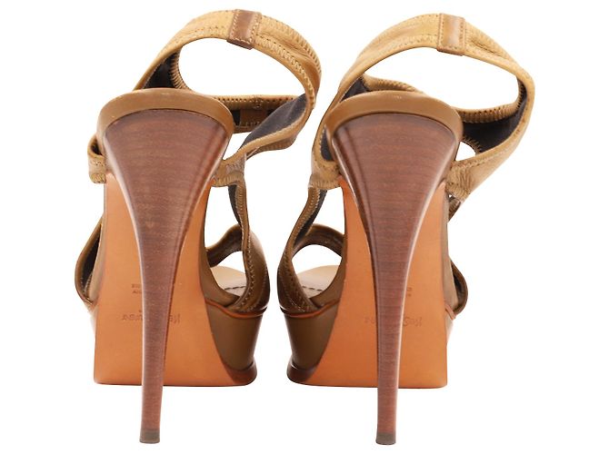 Sandali Yves Saint Laurent in nappa elasticizzata Marrone - vista 3
