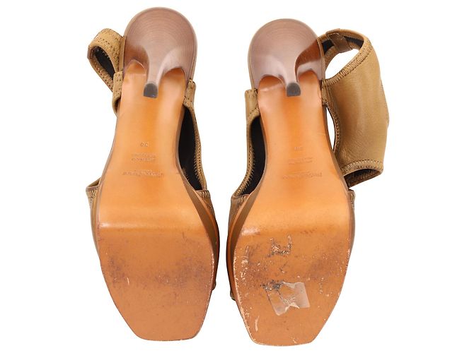 Sandali Yves Saint Laurent in nappa elasticizzata Marrone - vista 4