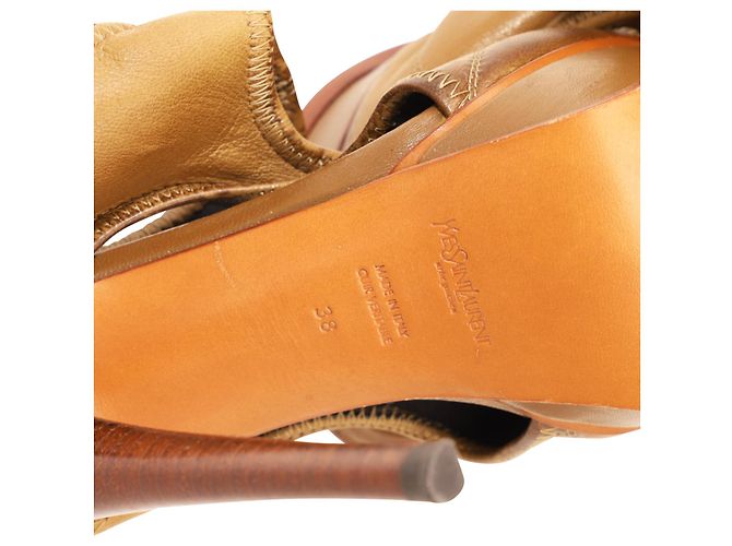 Sandali Yves Saint Laurent in nappa elasticizzata Marrone - vista 6