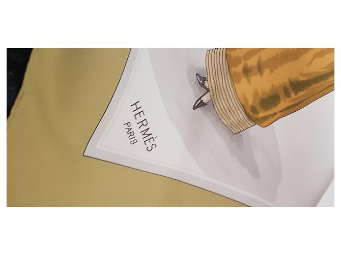 Autre Marque Bufanda Hermès de seda amarilla Amarillo - vista 4