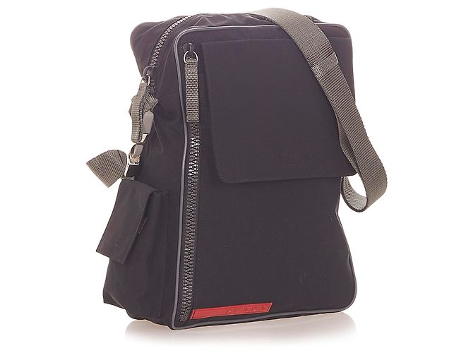 Borsa a tracolla Prada in tessuto sportivo nero - vista 2