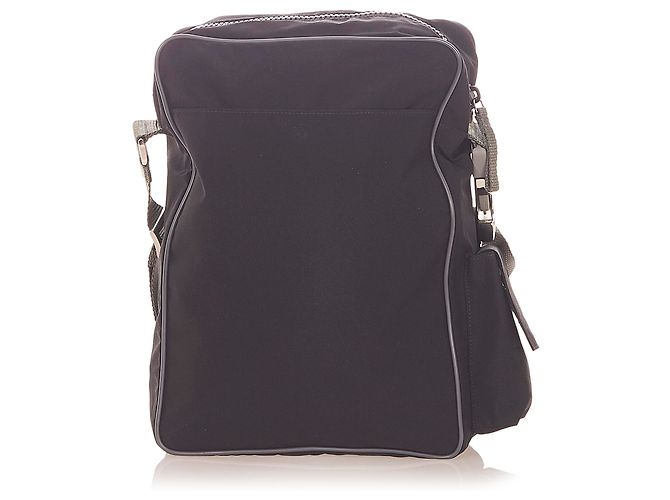Borsa a tracolla Prada in tessuto sportivo nero - vista 3