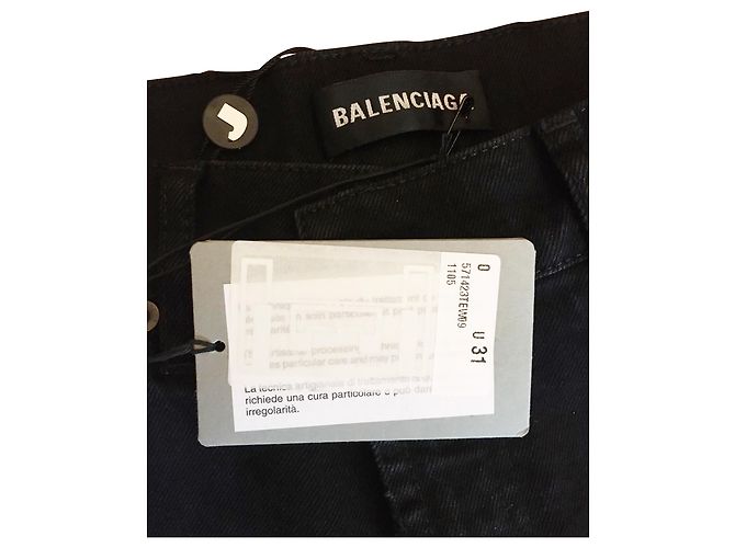 Balenciaga Jeans dritti con orlo consumato nero - vista 3