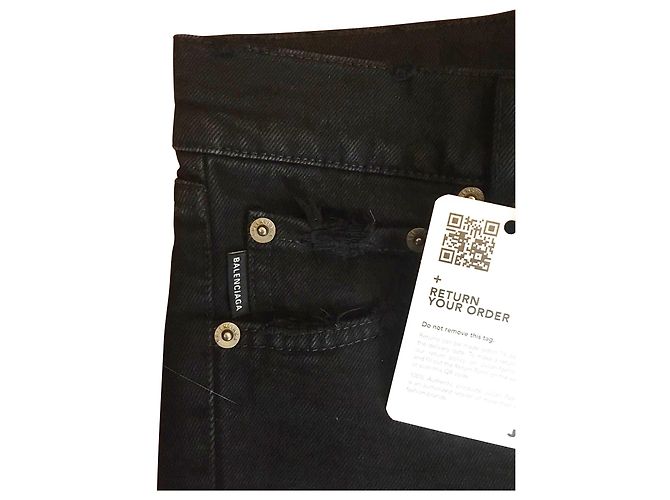 Balenciaga Jeans dritti con orlo consumato nero - vista 6