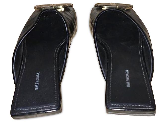 Balenciaga Sabot piatti quadrati foderati neri - vista 3