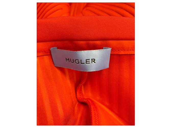 Thierry Mugler Mugler gerippte Kompressions-Radlerhose aus rotem Polyester - Ansicht 4