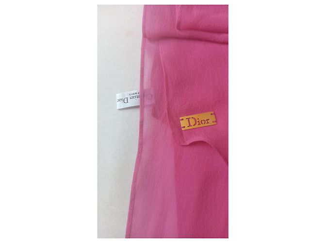 Christian Dior Seidenstola in Rosa asymmetrischer Schnitt Pink - Ansicht 4