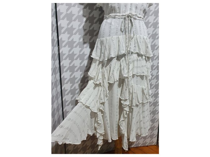 Needle & Thread Kleid Elfenbein Viscose Weiß - Ansicht 3