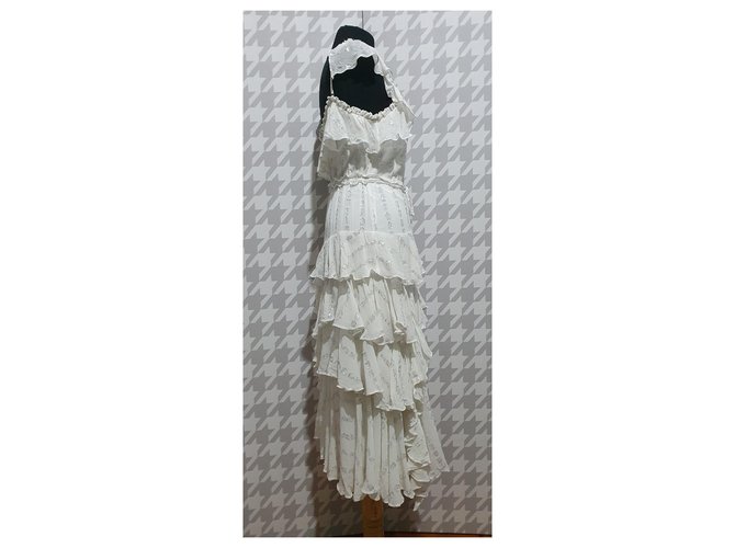 Needle & Thread Kleid Elfenbein Viscose Weiß - Ansicht 4