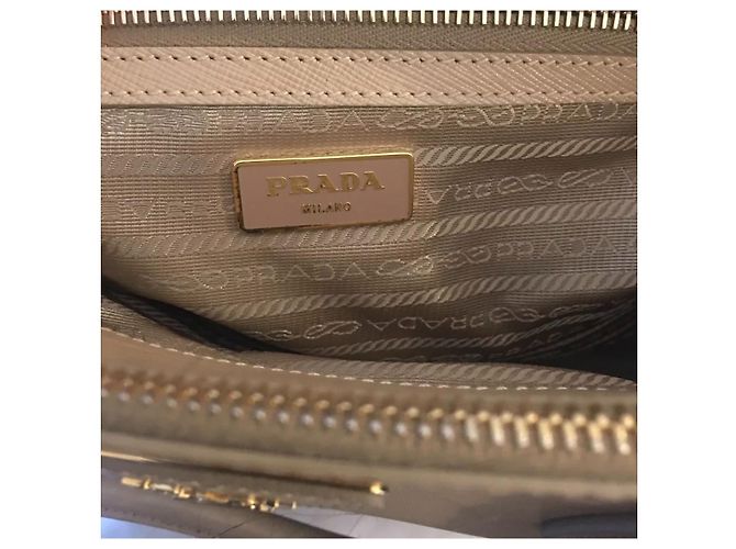 Tote Bag Prada Saffiano Lux in "Sabbia" Beige - vista 11