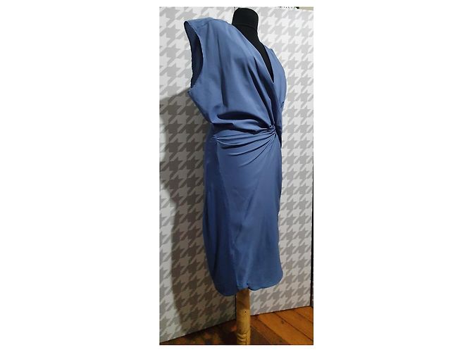 Vestido de seda azul Helmut Lang - vista 3
