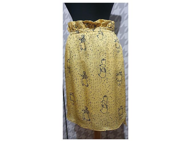 Falda midi de seda amarilla Jc De Castelbajac Amarillo - vista 2